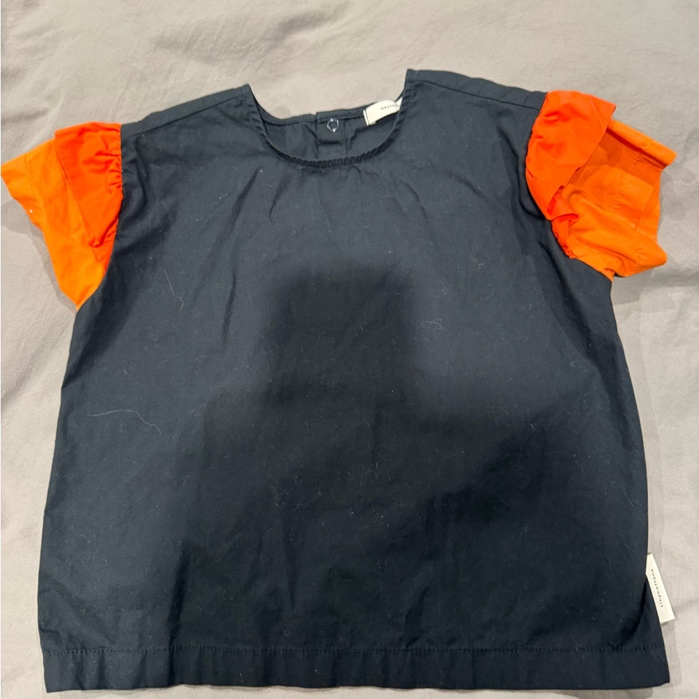 Black Top with Orange Sleeves girls size 4 - Picture 2 of 8